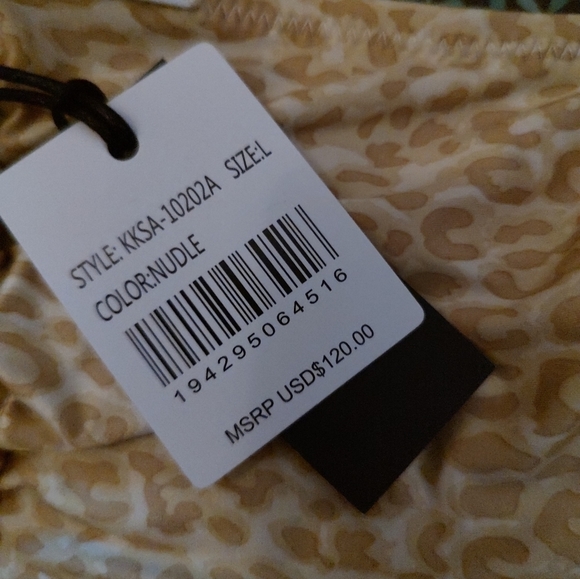 Kendall & Kylie Silky Cream & Tan Color Animal Print Open Back Bikini - Picture 3 of 3